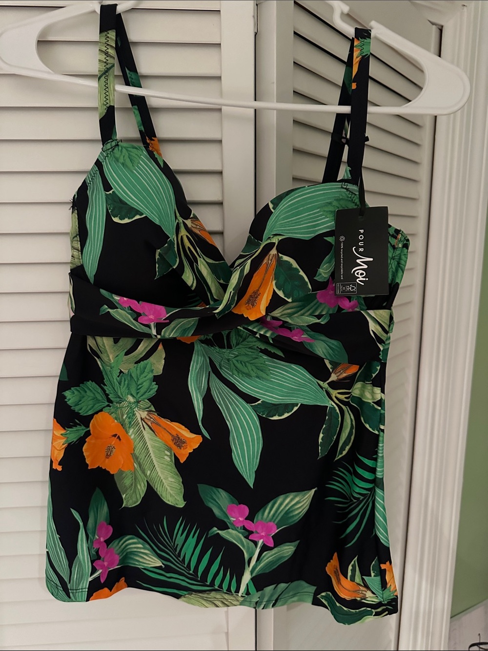 Pour Moi Black Tropical Floral One-Piece Tankini